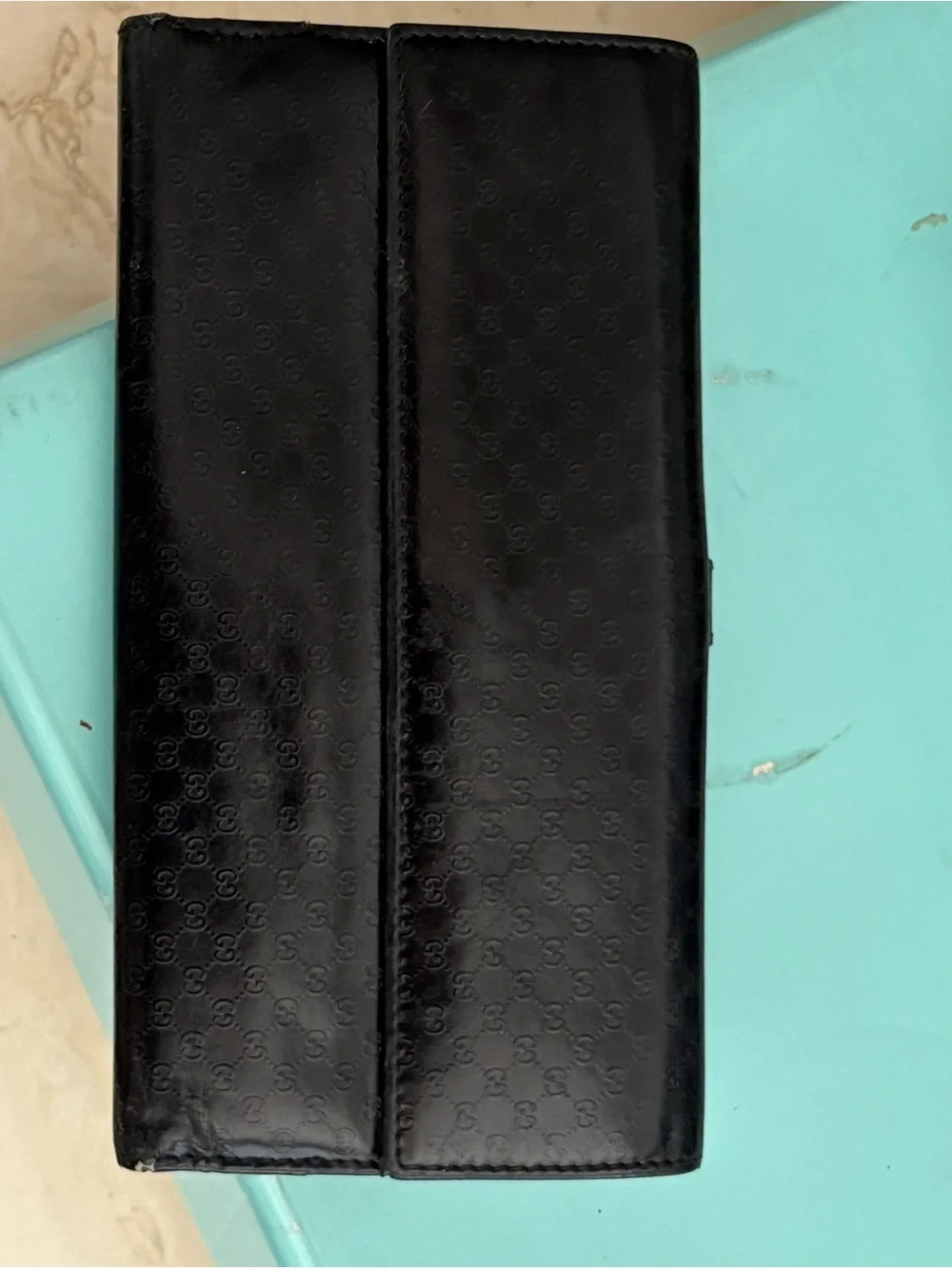 Gucci Jackie 1961 Monogram Black Leather Wallet with Gold Hardware